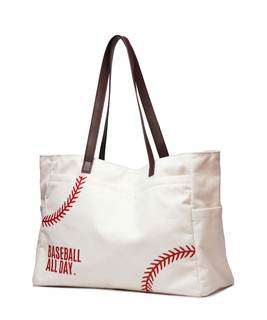 Canvas Tote Bag for Women, Embroidery Baseball Mom Bag, Team Fan Accessories…