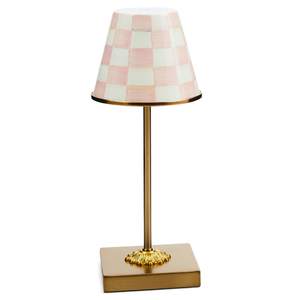 MACKENZIE-CHILDS LED Cafe Table Lamp, Pink-and-White Rosy Check | Cordless…