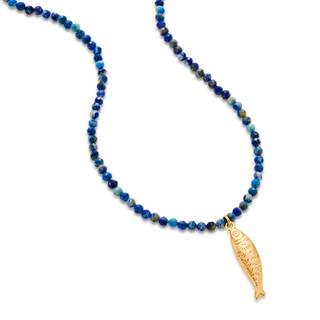 Boho Fish Necklace for Women - Blue Natural… — Dark blue