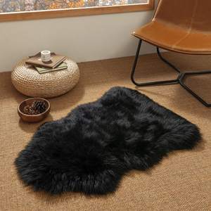 Ashler Faux Fur Rug, Black, 2 x 3 Ft, Machine Washable | Fluffy…