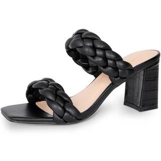 Athlefit Women's Braided Heeled Sandals Summer Square Open Toe Chunky…
