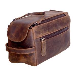 KomalC Premium Buffalo Leather Toiletry Bag for Men & Women With…