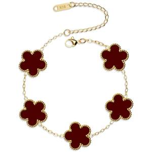 AICase 18K Gold Plated Clover Bracelet Alternatives Bracelet Set for Women Flower Leaf Lucky…