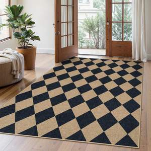 Lahome Checkered Easy Jute 5x7 Area Rugs, Washable Outdoor Patio Rug…