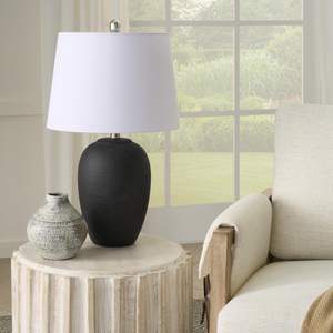Nourison Home 23" Black Vintage Distressed… — 1 Lamp - Drum Shade / Vintage Black