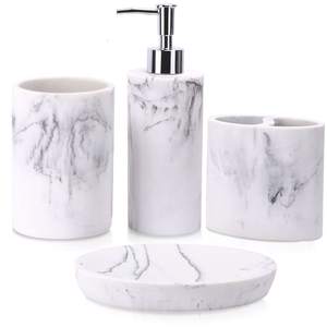 ZCCZ Bathroom Accessory Set, 4 Pcs Marble Look Bathroom Vanity Countertop…