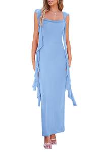 PRETTYGARDEN Summer Dresses for Women Ruffle Bodycon Maxi Dress | Soft Stretchy…
