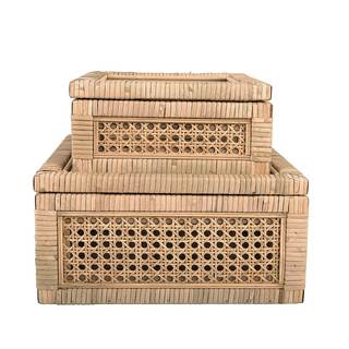 Creative Co-Op Modern Decorative Square Woven Rattan and Wood Display Boxes…